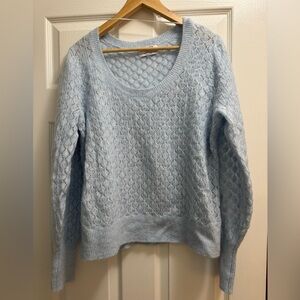Old Navy Light Blue Scoop Neck Lace-Knit Sweater